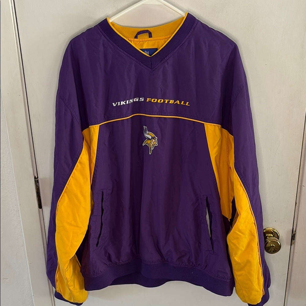 NFL Minnesota Vikings purple gold pullover windbreaker with embroidery Size XL